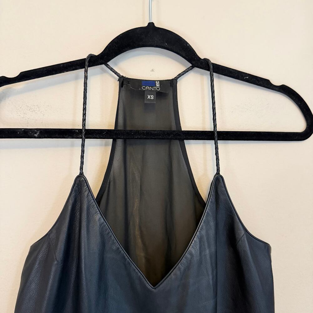 Canto NYC Camisole Top XS Black Vegan Leather Biker Edgy Grunge Punk Baddie USA - Picture 3 of 7